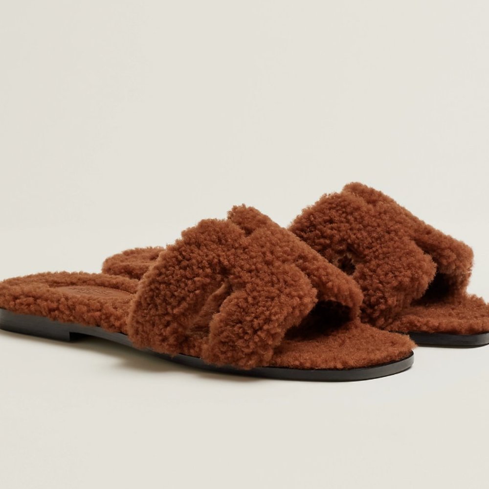 Hermes Woolskin Oran Sandals